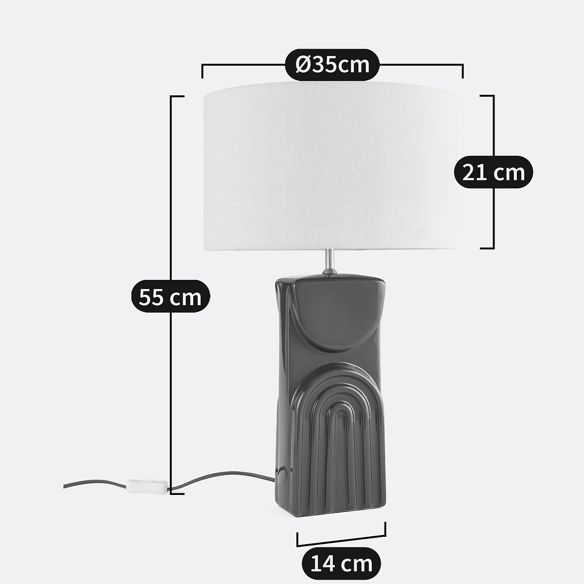 Lamp in keramiek en linnen, Topia groen , LA REDOUTE INTERIEURS