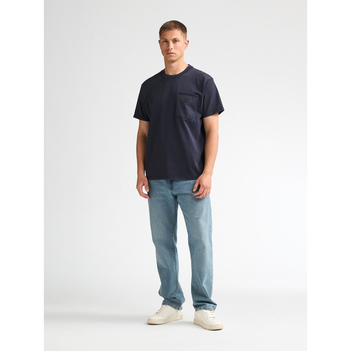 T-shirt en coton avec poche poitrine vaughn bleu royal navy, PETROL INDUSTRIES
