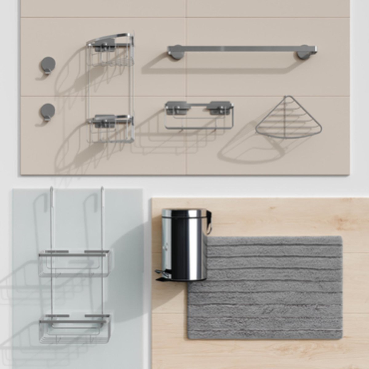 Porte-serviette 1 barres en inox, ESSENTIAL argent, SENSEA