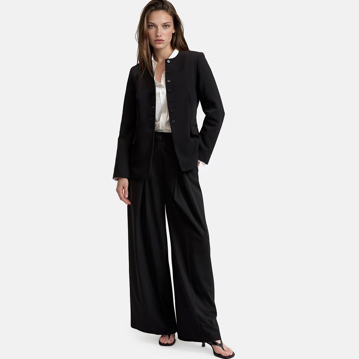 Veste col rond coupe cintrée noir, LA REDOUTE COLLECTIONS