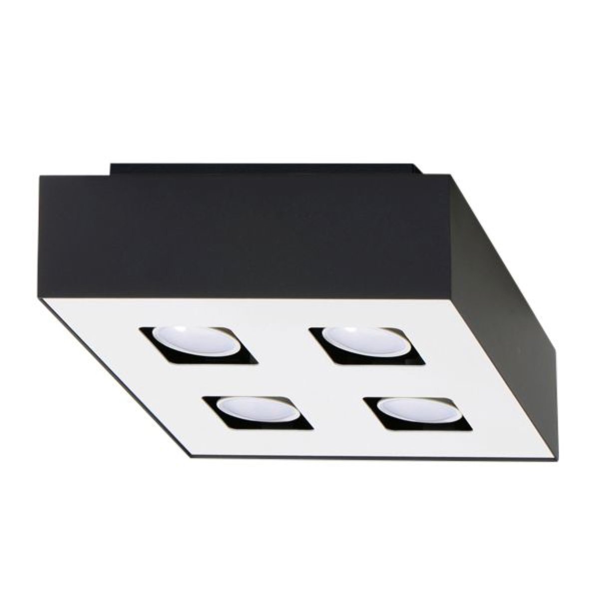 Plafonnier Acier Noir/Blanc GU10 4 Mono noir, EDEN