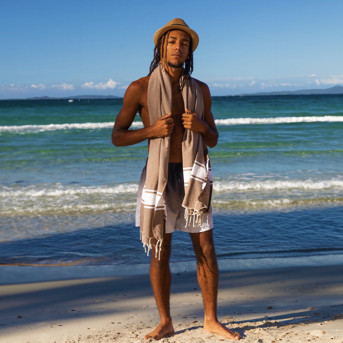 Fouta en coton recyclé 100x200 cm Koh Lipe REVA COLLECTION taupe, SEVIRA KIDS