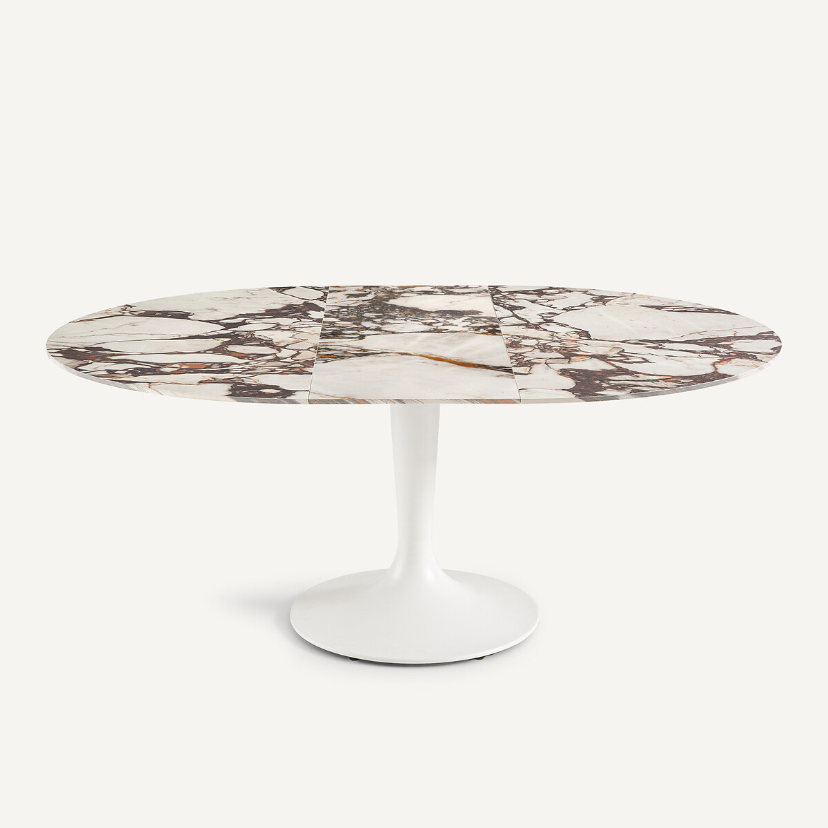 Plateau de table rond, extensible, en céramique, diamètre 135 à 180 cm, EXTENDO céramique marbre brique, AM.PM