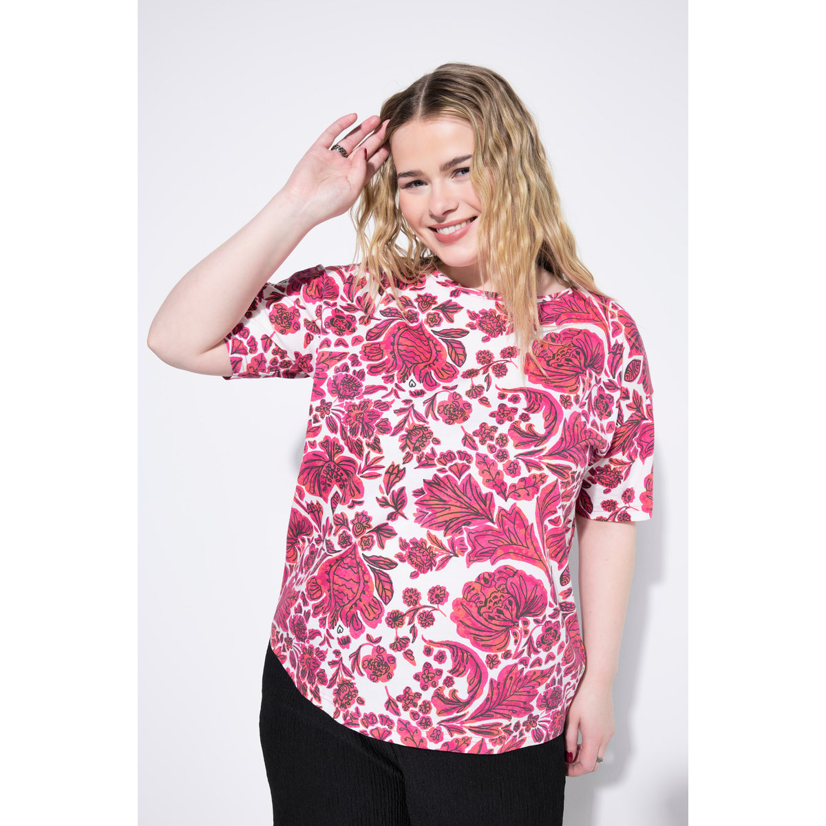 T-shirt oversize, imprimé cachemire rose vif, STUDIO UNTOLD