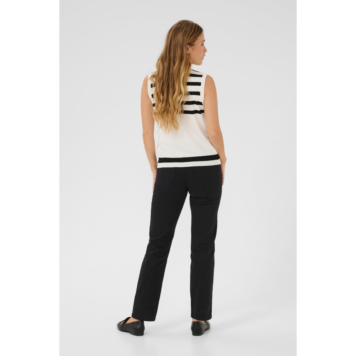 Pullover tricoté blanc/noir rayures chalk/black deep stripe, KAFFE