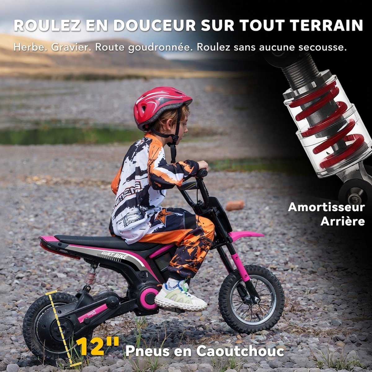 Moto électrique à conducteur assis PP Rose rose, HOMCOM