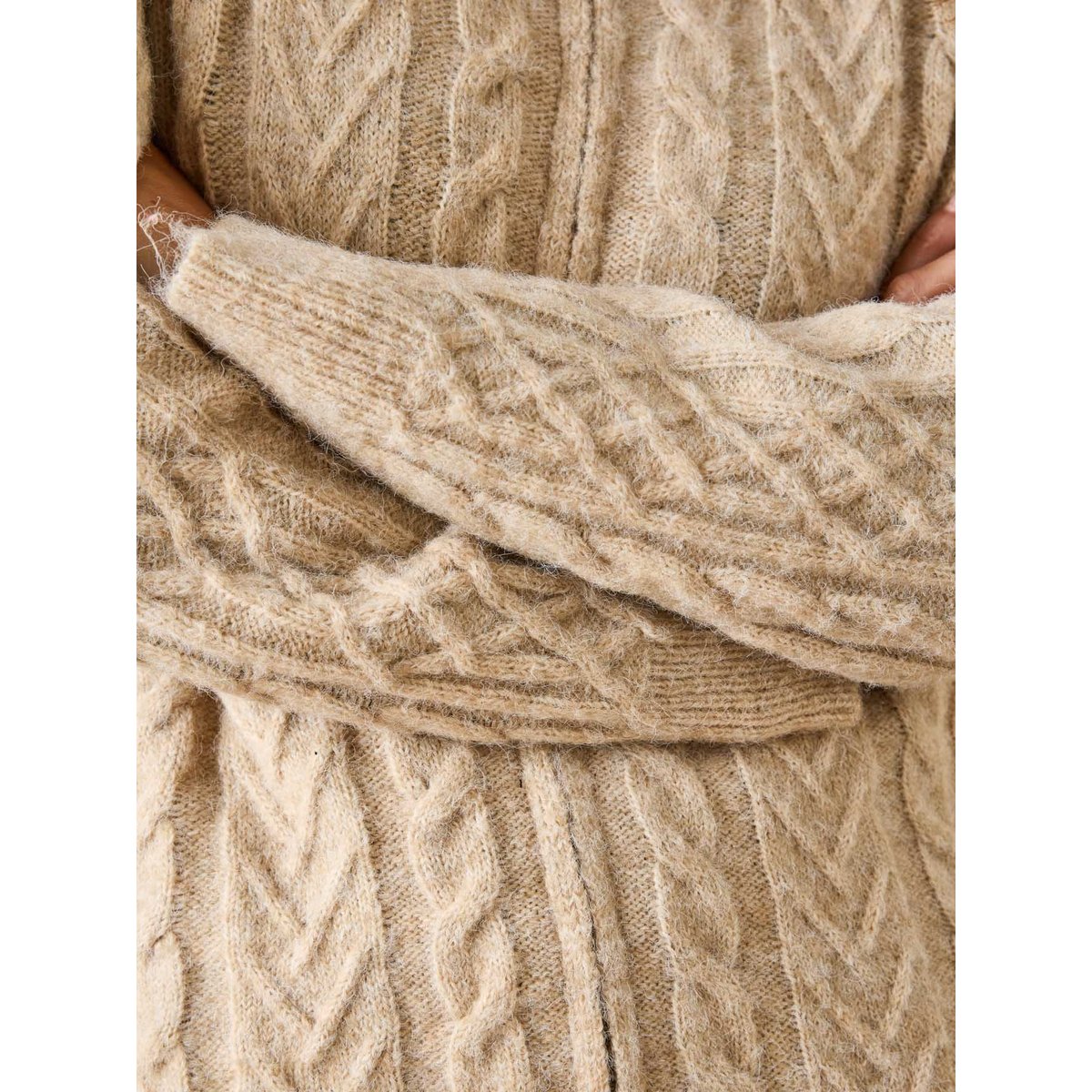Gilet col montant zippé avec laine beige, DAXON