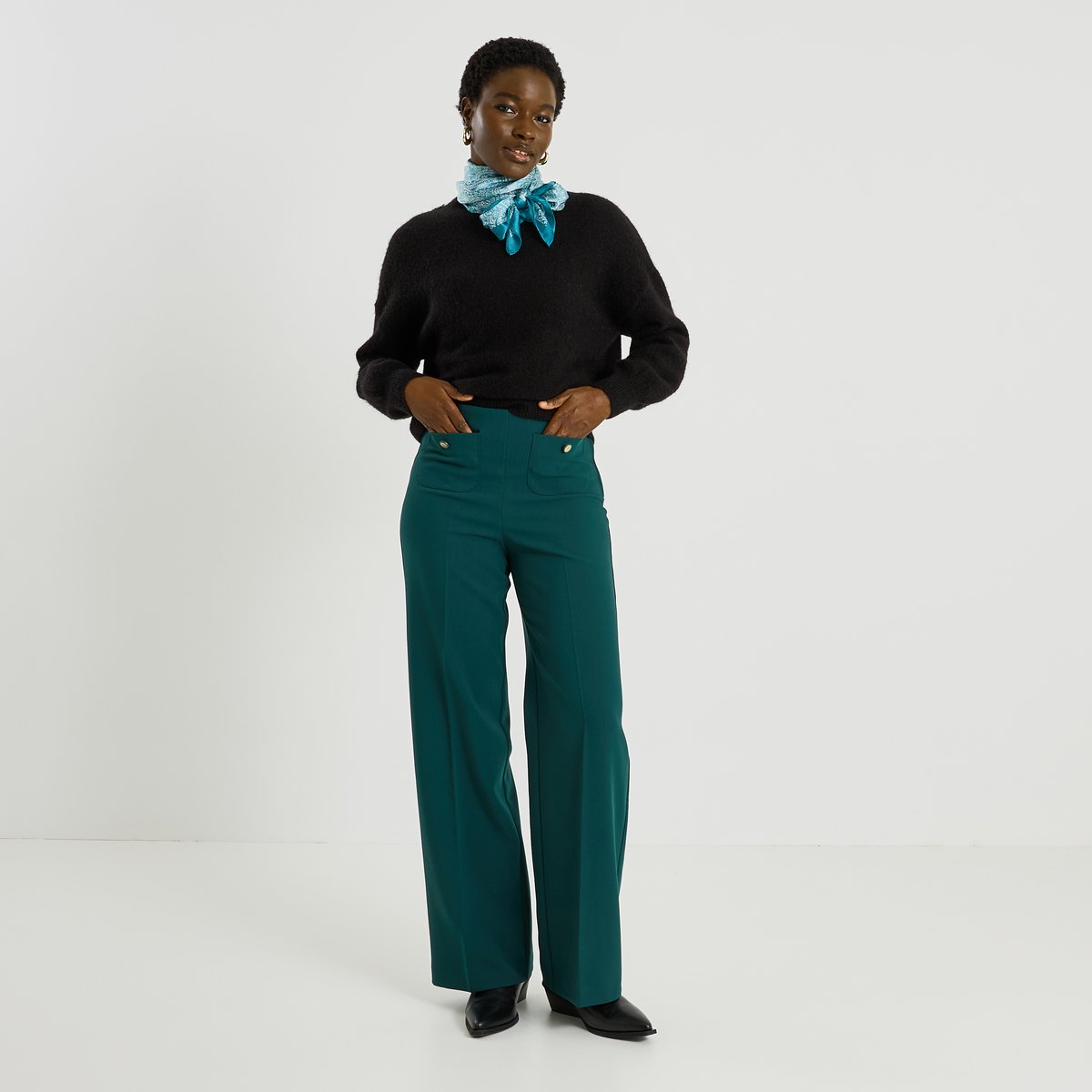 Pantalon large vert, GRAIN DE MALICE