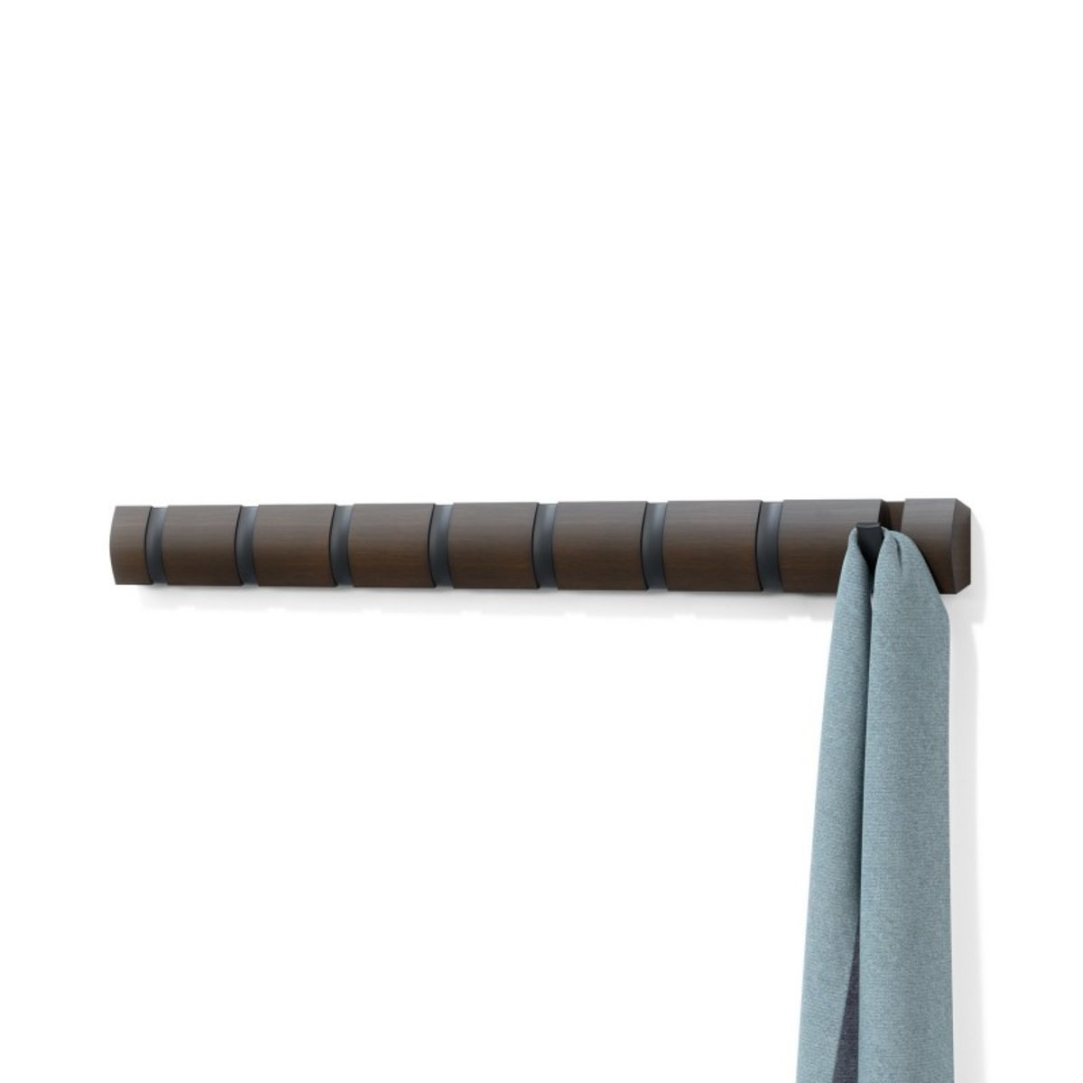 Portemanteau mural bois 8 patères FLIP bois foncé, UMBRA
