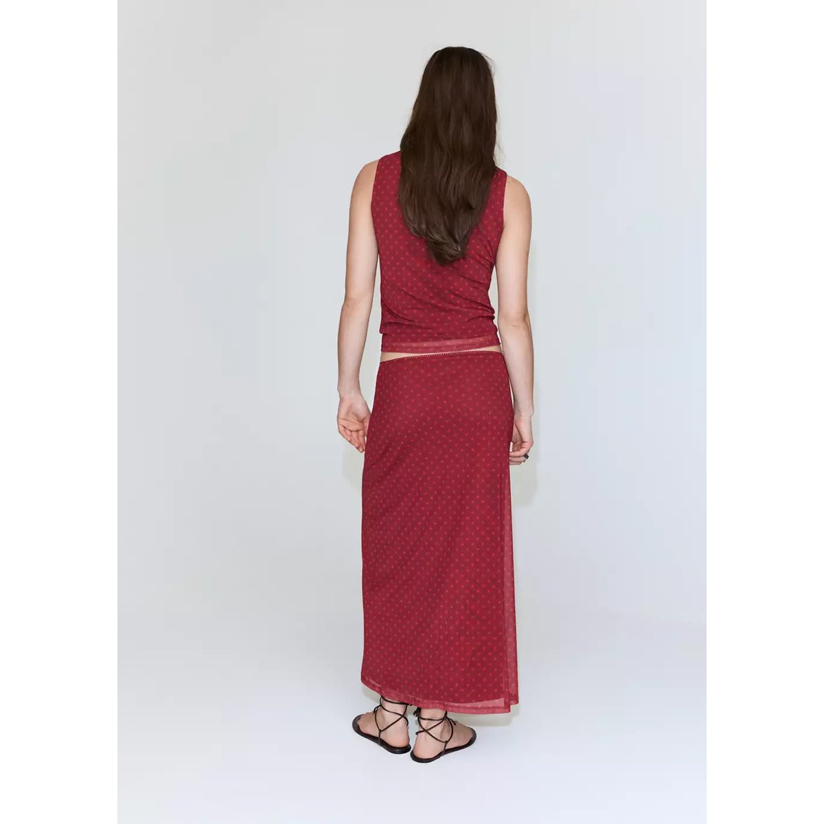 Jupe en tulle à imprimé pois rouge, MANGO