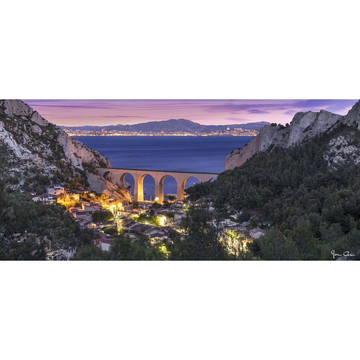 Tableau Mural Calanque Vesse Nuit MER tableau en verre synthétique, CEANOTHE