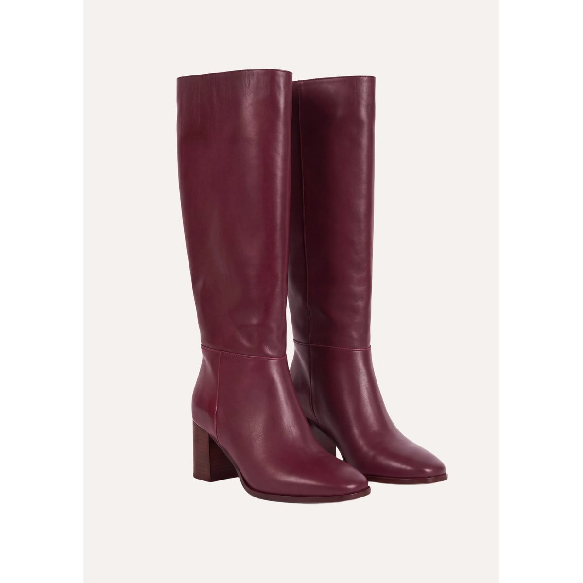 Bottes à talons en cuir bourgogne, LA FEE MARABOUTEE