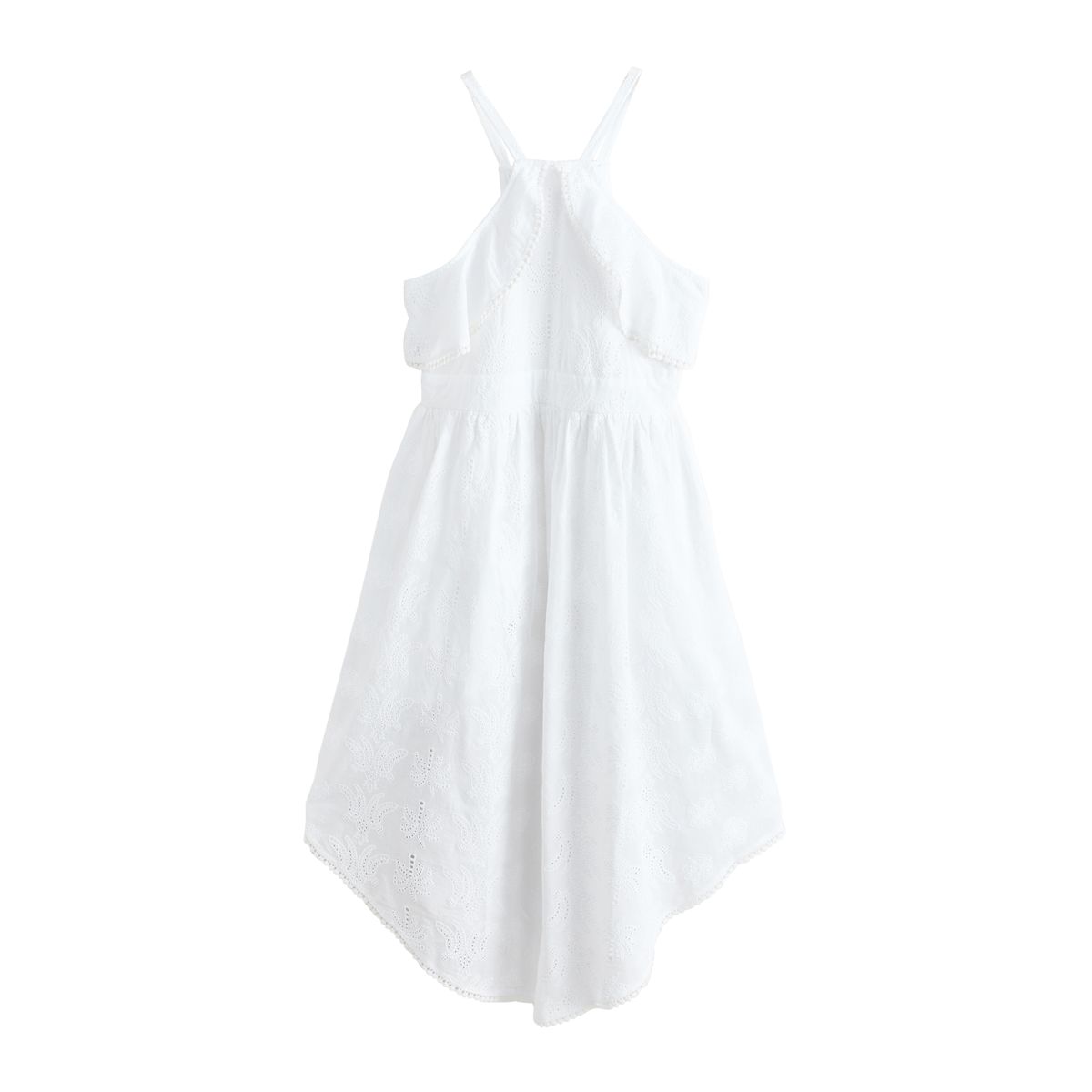 Robe midi à ourlet mouchoir avec palmier blanc, NEXT