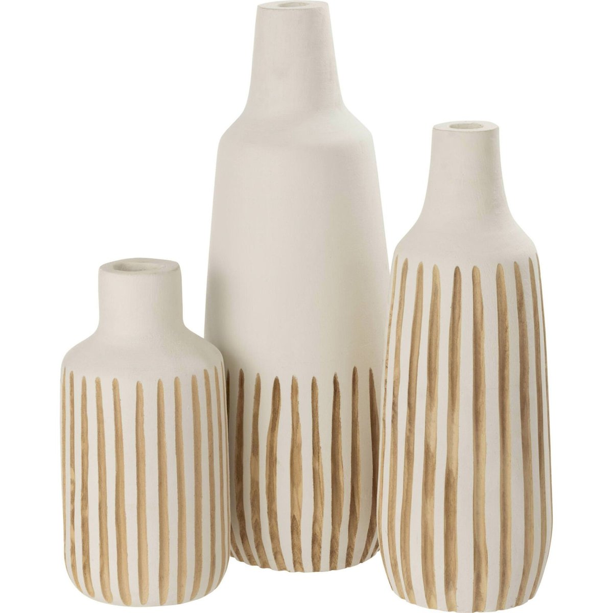 Vase en bois à rayures blanc et bois naturel, RECOLLECTION