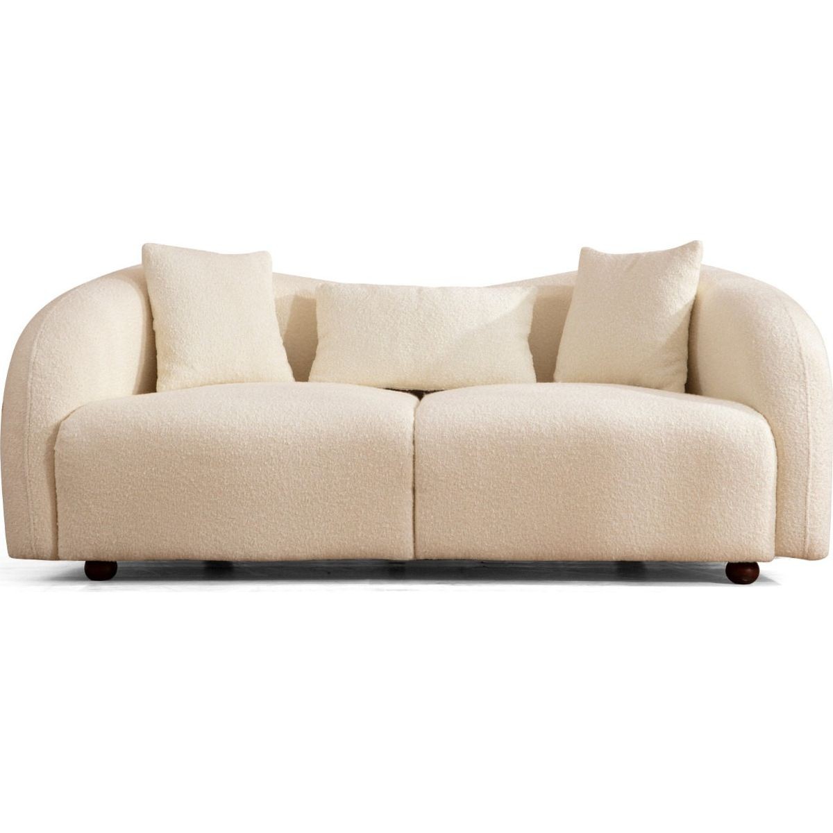 Canapé arrondi 2 places en tissu bouclé - BRUNO beige, HOMIFAB