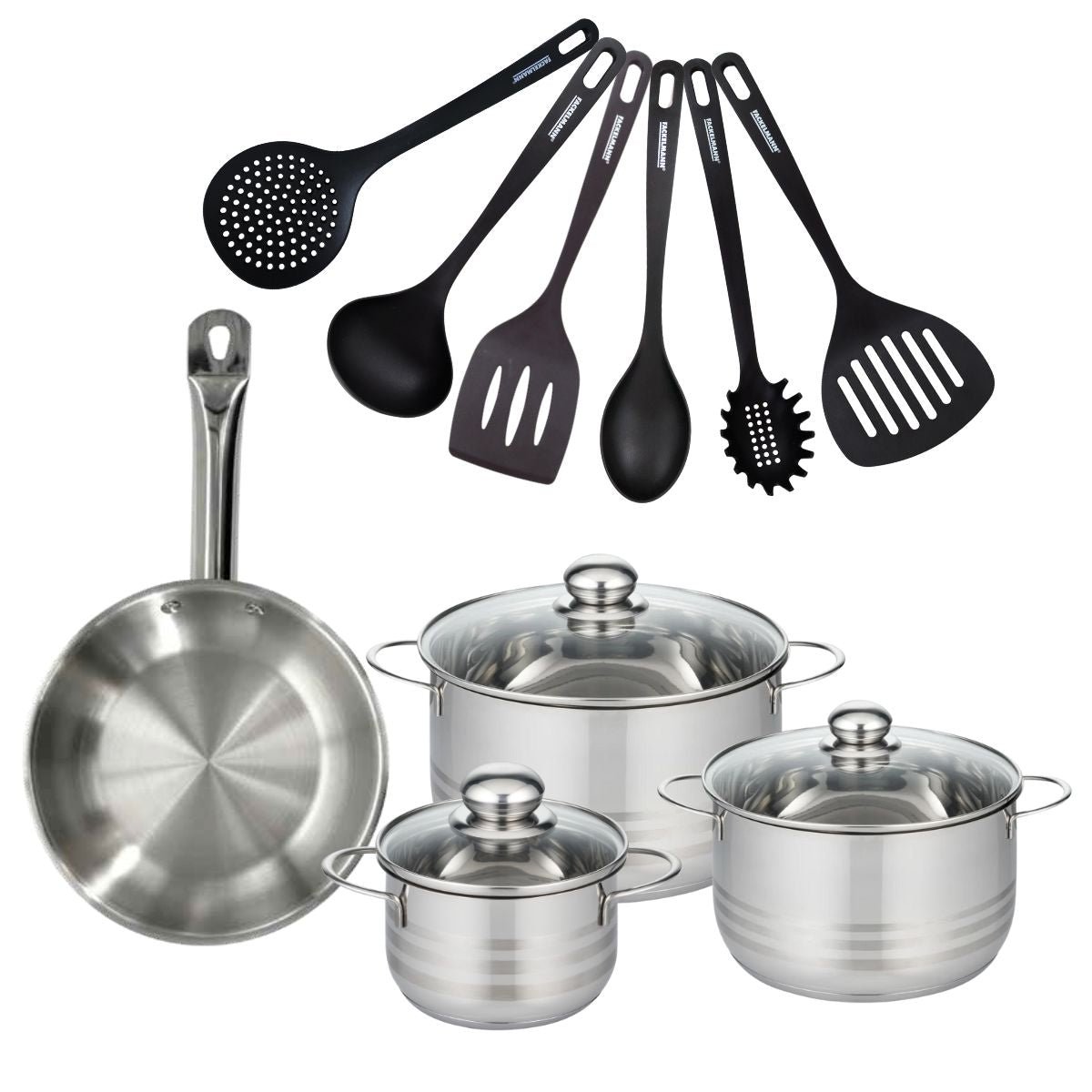 1 poêle 24cm + 3 faitouts 16/20/24cm ETHERNA BRILLANT FENIX inox, FACKELMANN
