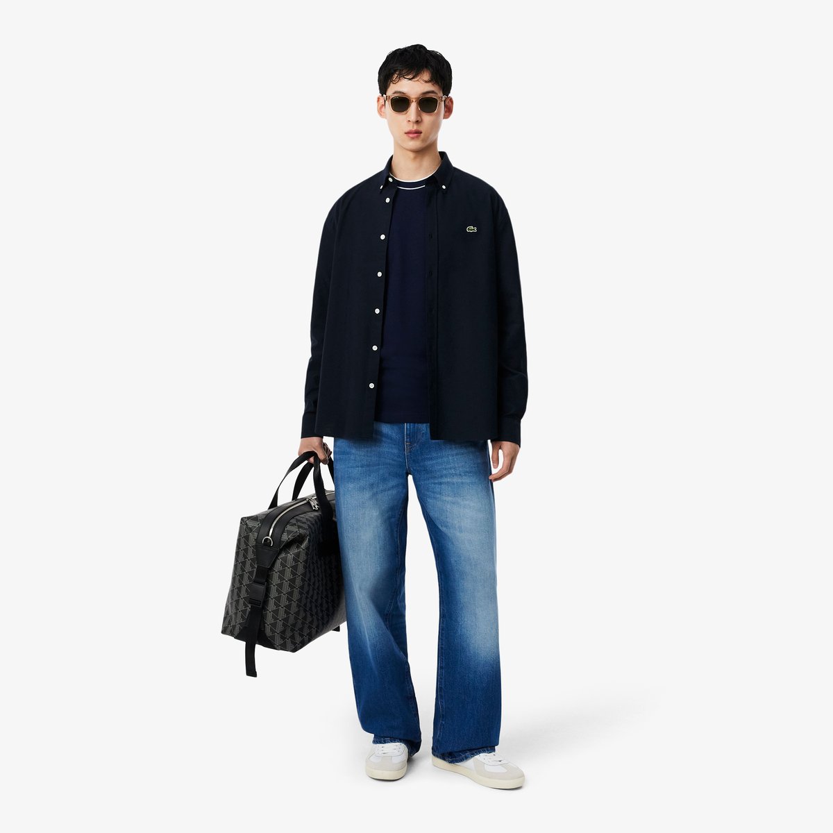 Chemise Oxford regular fit bleu-f2w, LACOSTE