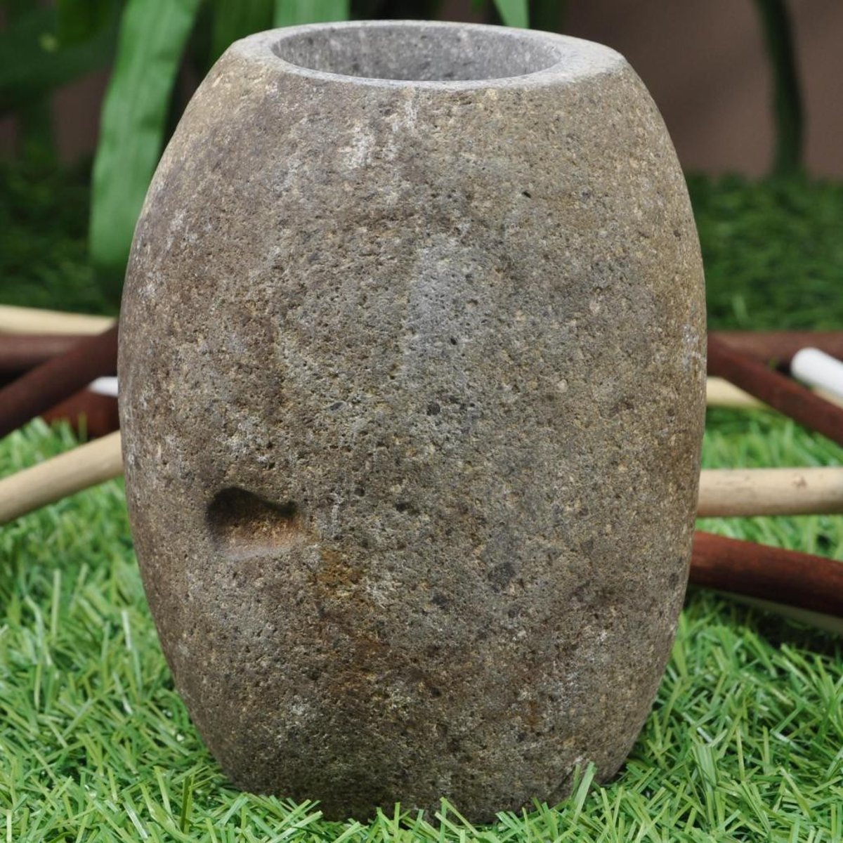 Gobelet pierre de rivière galet rond gris, WANDA COLLECTION
