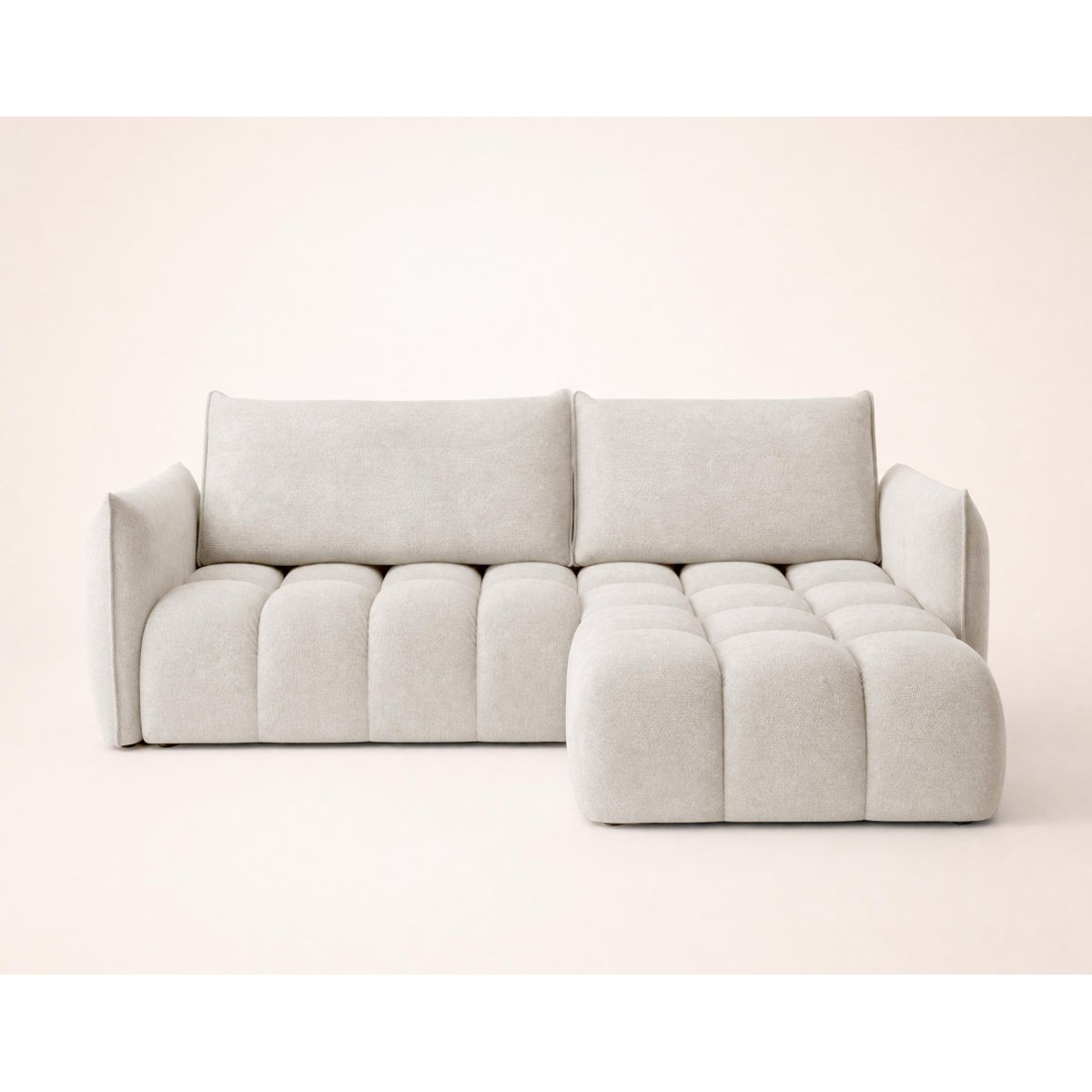 Canapé d'Angle Convertible en Velours texturé 4 places - AMBROISE beige, BEST MOBILIER