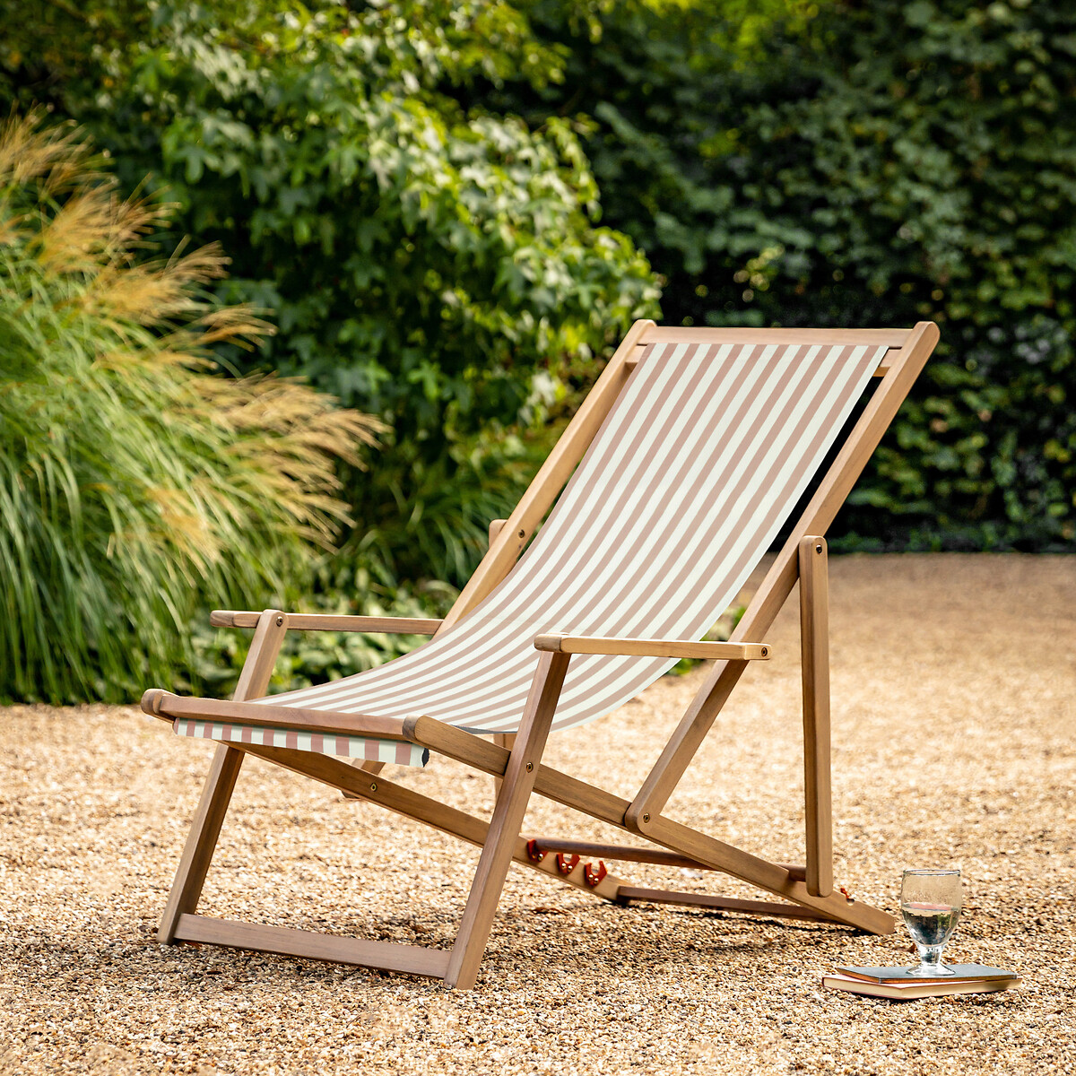 Ockley Striped Garden Deck Chair clay brown, SO'HOME