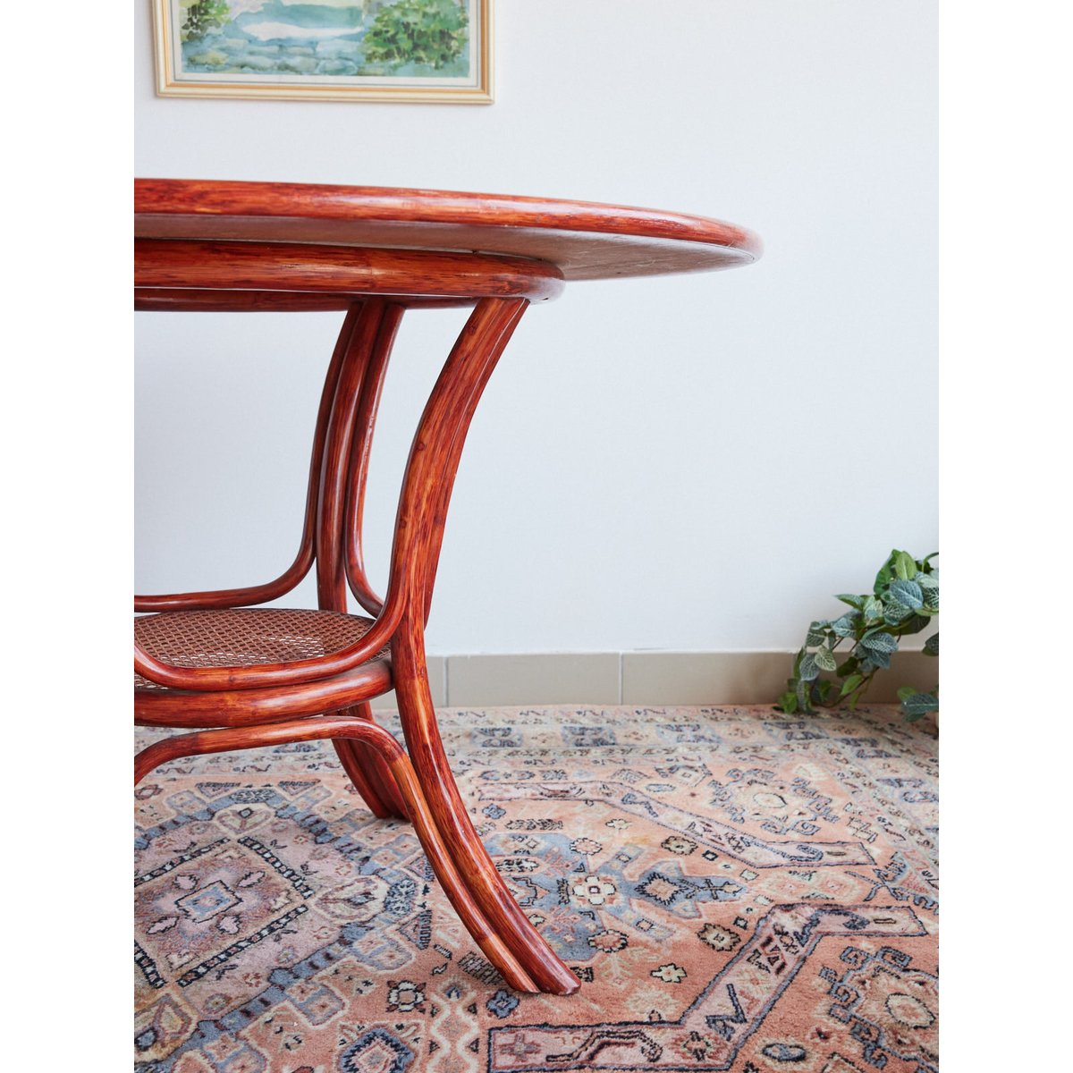 Table à manger en rotin Romy N°1430 - Bon état ocre rouge, DEBONGOUT