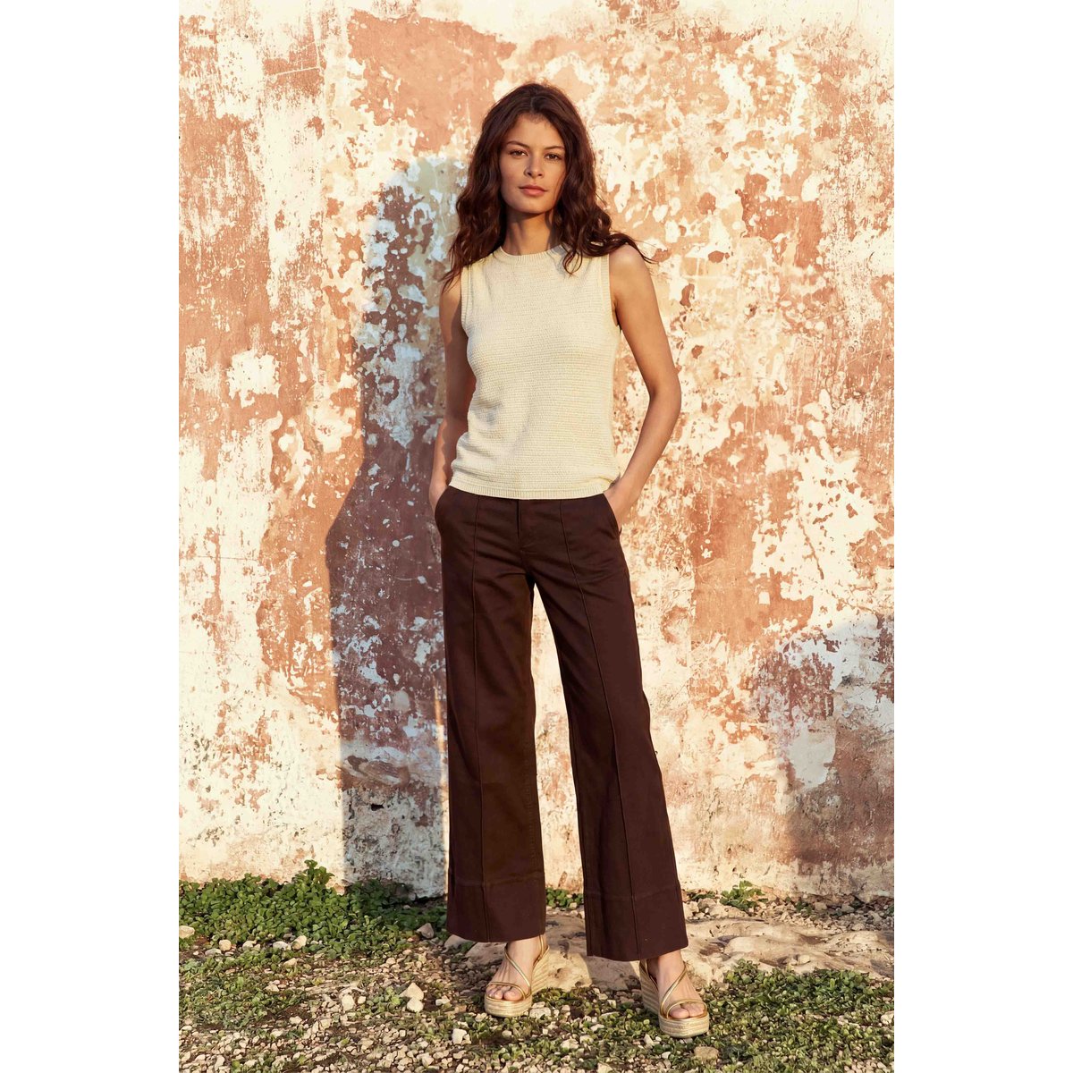 Pull col rond uni MALO 05-naturel, LA PETITE ETOILE