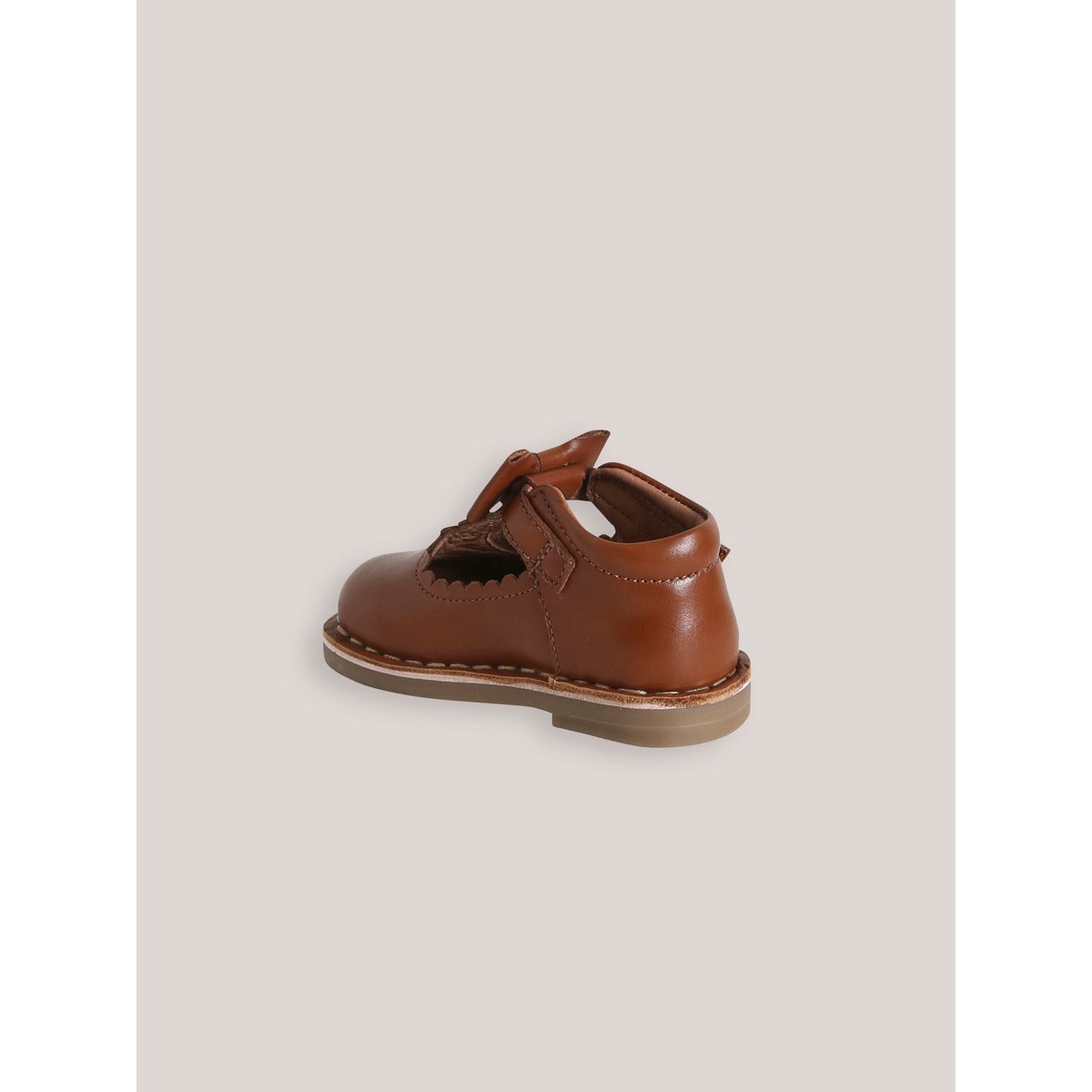 Salomés avec noeud en cuir cognac, CYRILLUS