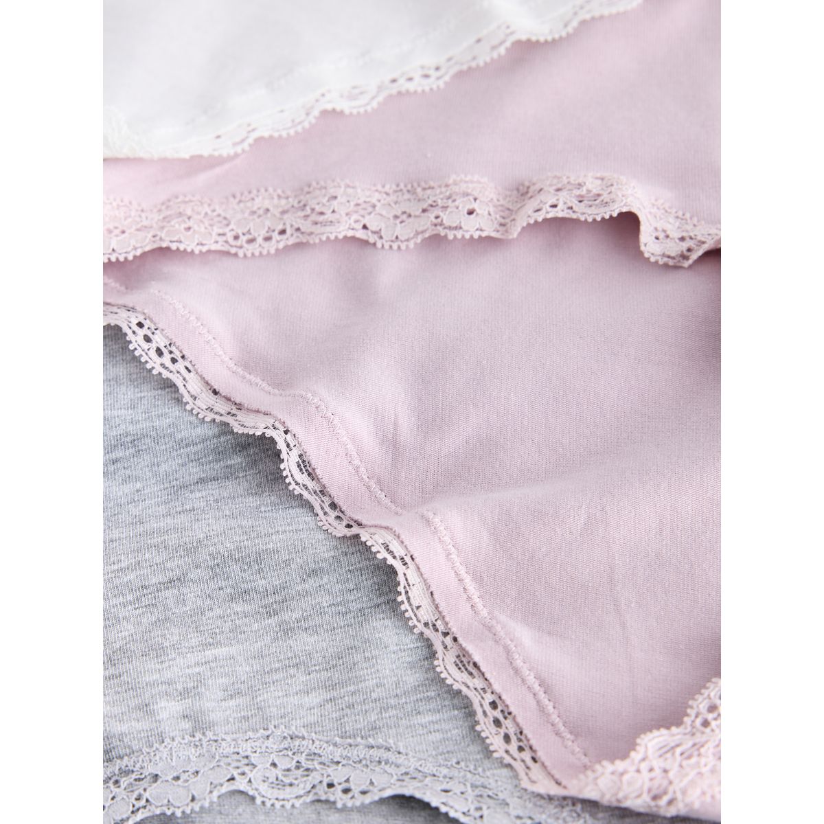 Culotte de bikini en coton/dentelle, lot 4 gris/rose/crème, NEXT