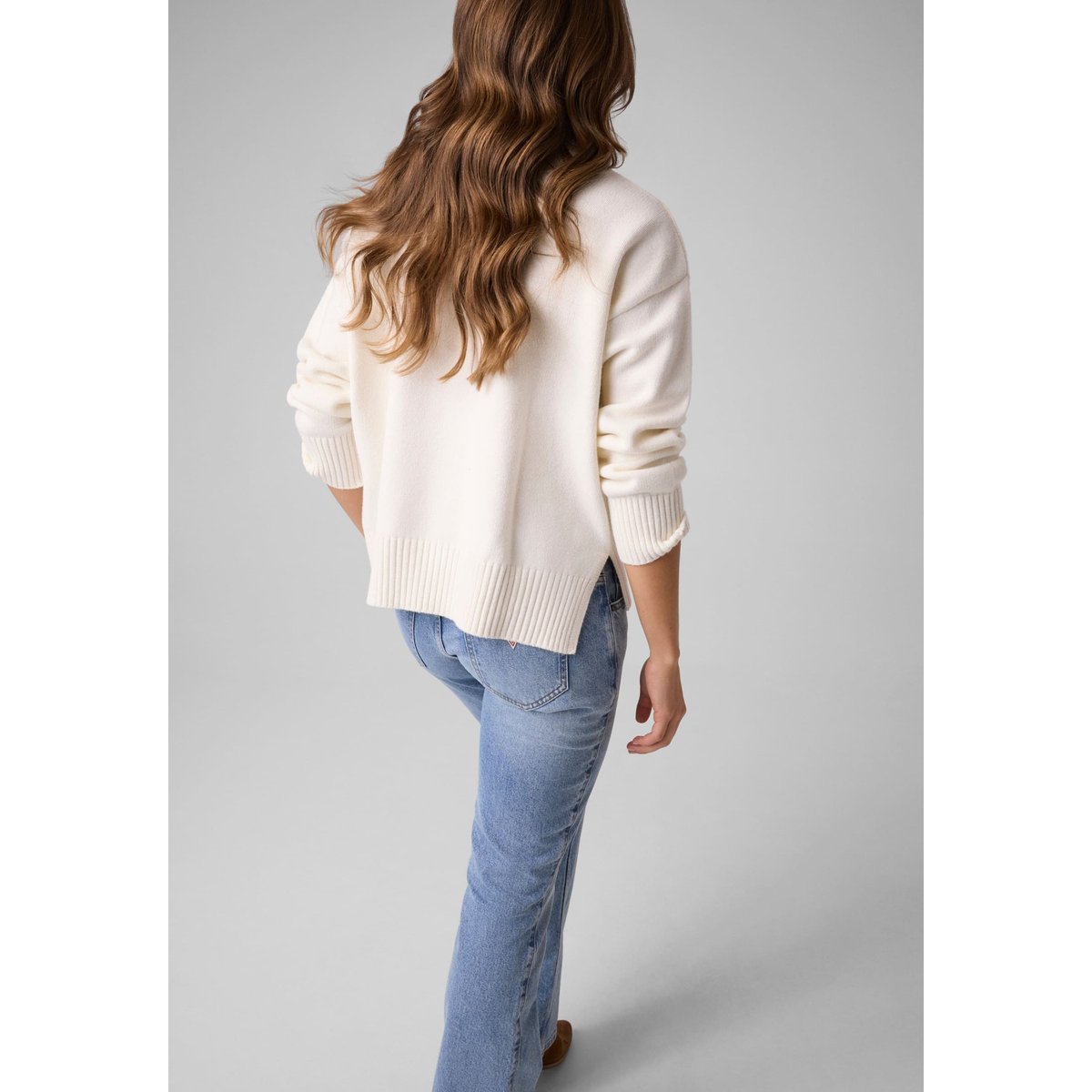 Pull En Laine Mélangée blanc, GUESS JEANS