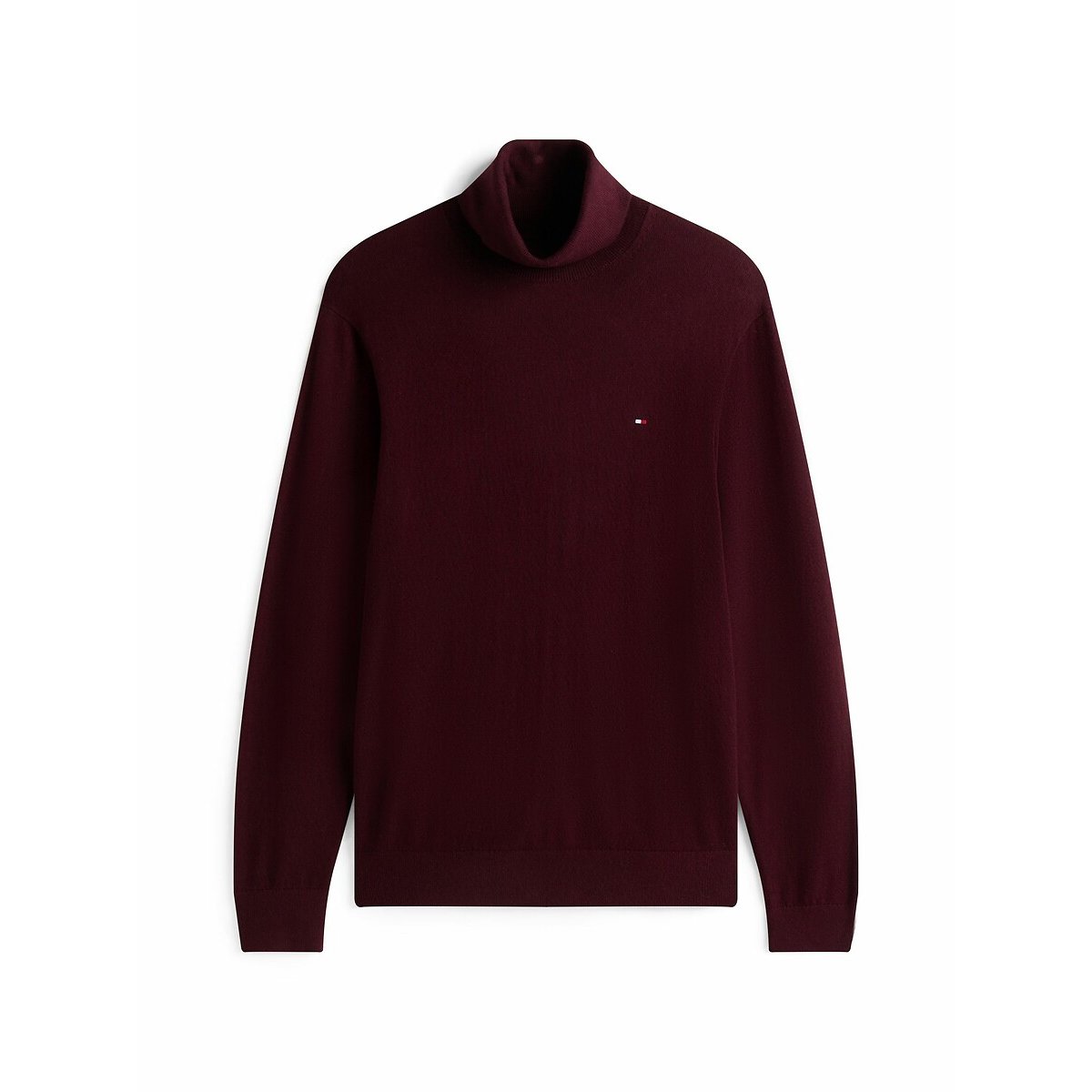 Camisola de gola alta em algodão pima e caxemira vermelho escuro, TOMMY HILFIGER