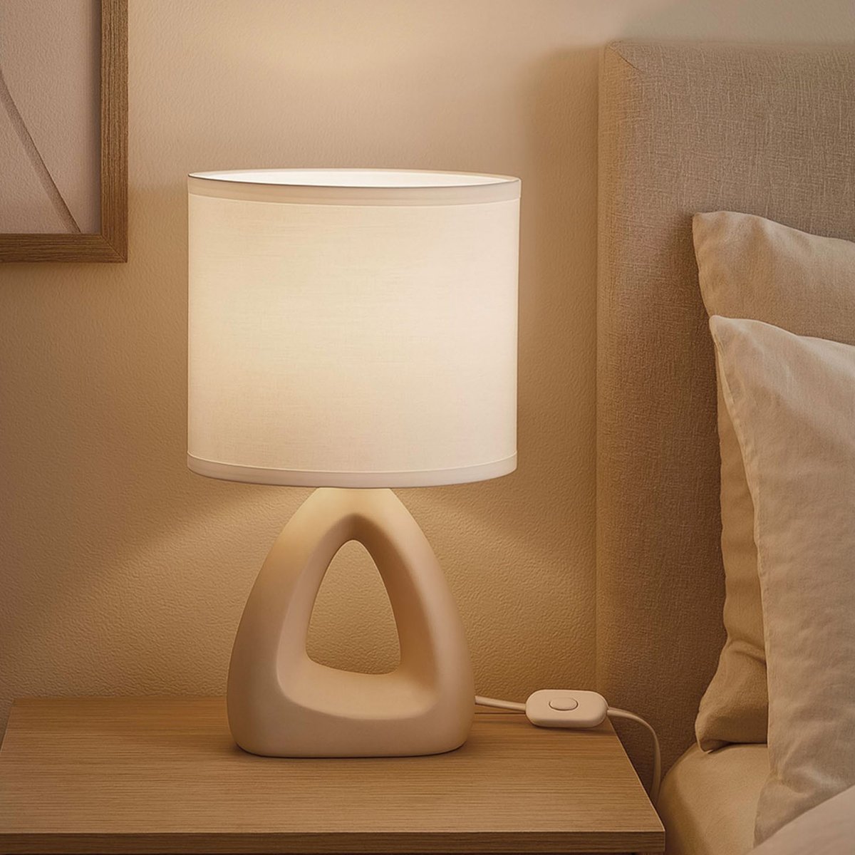 Lampe à poser en céramique beige 17x10x30cm beige, VERSA