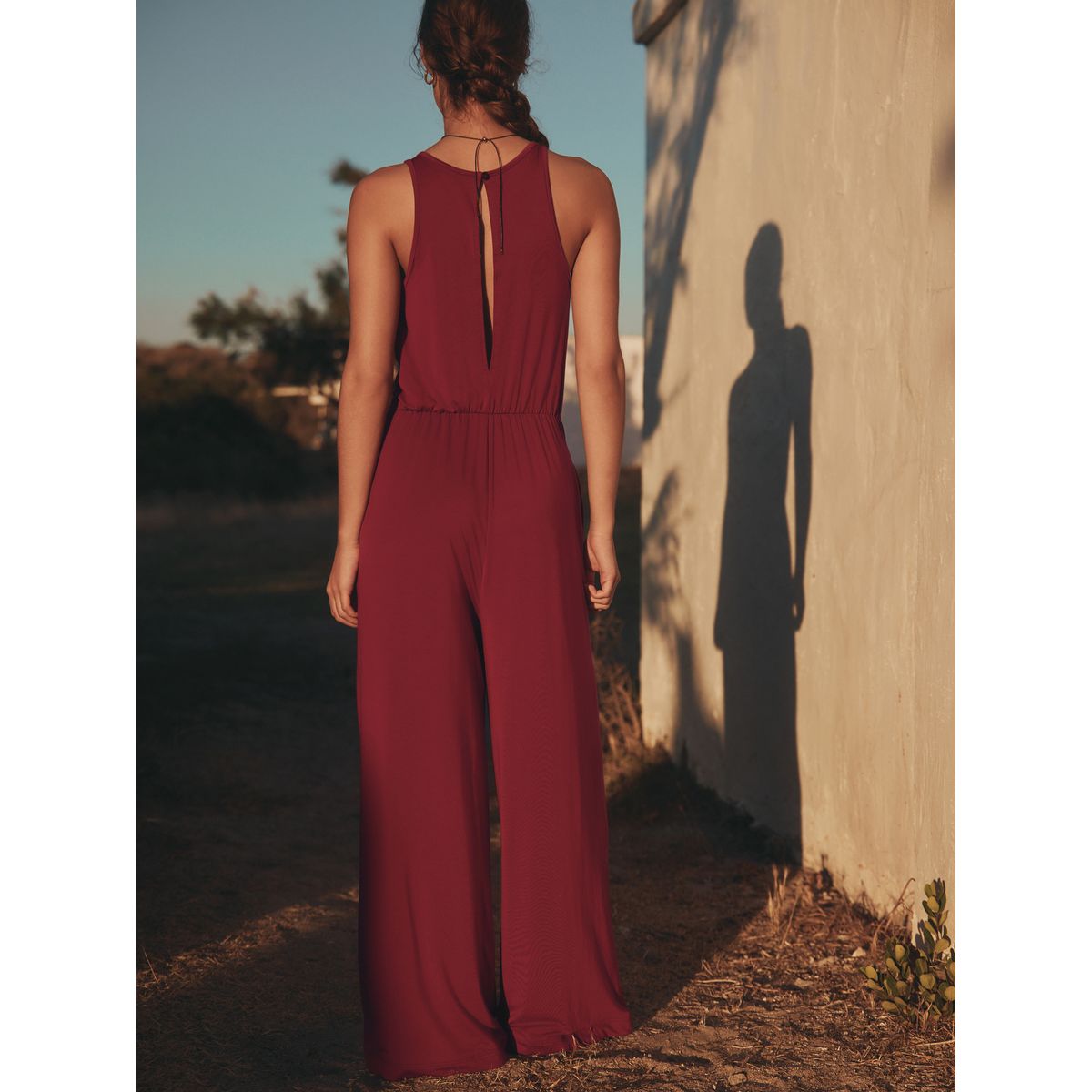 Combi-pantalon en jersey à taille torsadée rouge bordeaux, NEXT