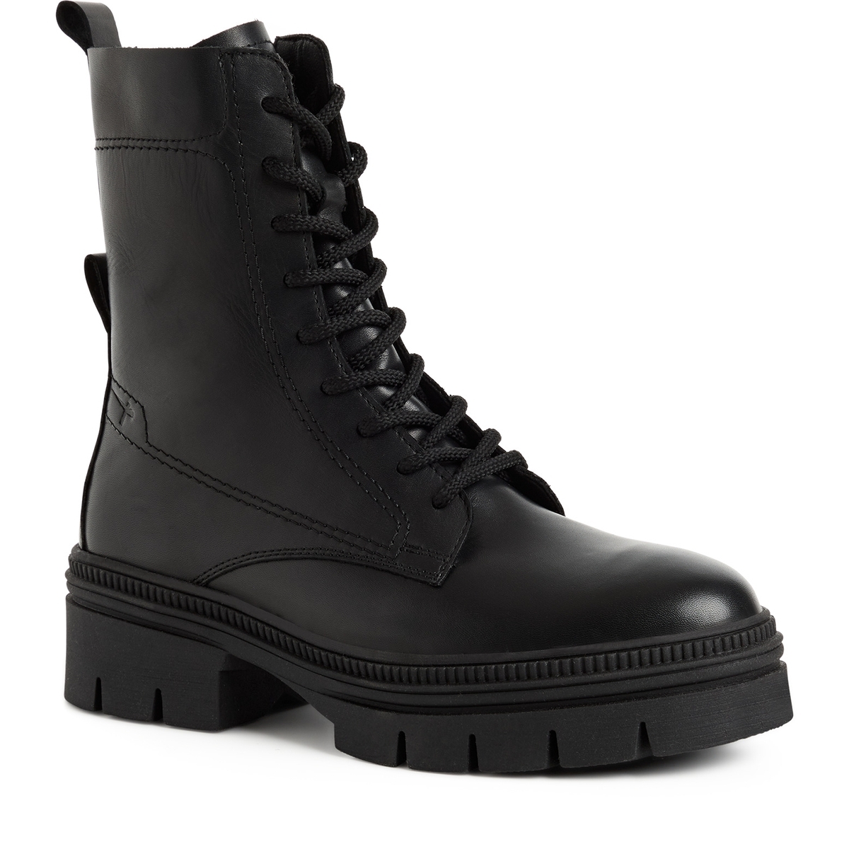 Bottine en cuir noir cuir, TAMARIS