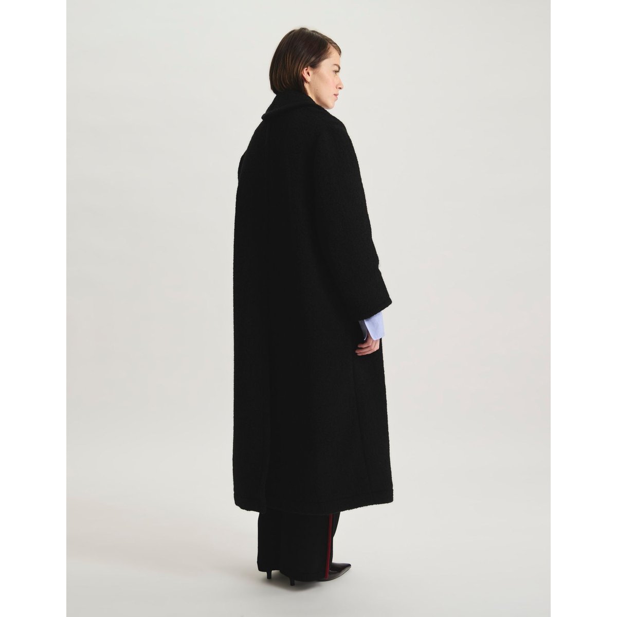 Manteau Denise en lainage à chevrons noir, INES DE LA FRESSANGE PARIS