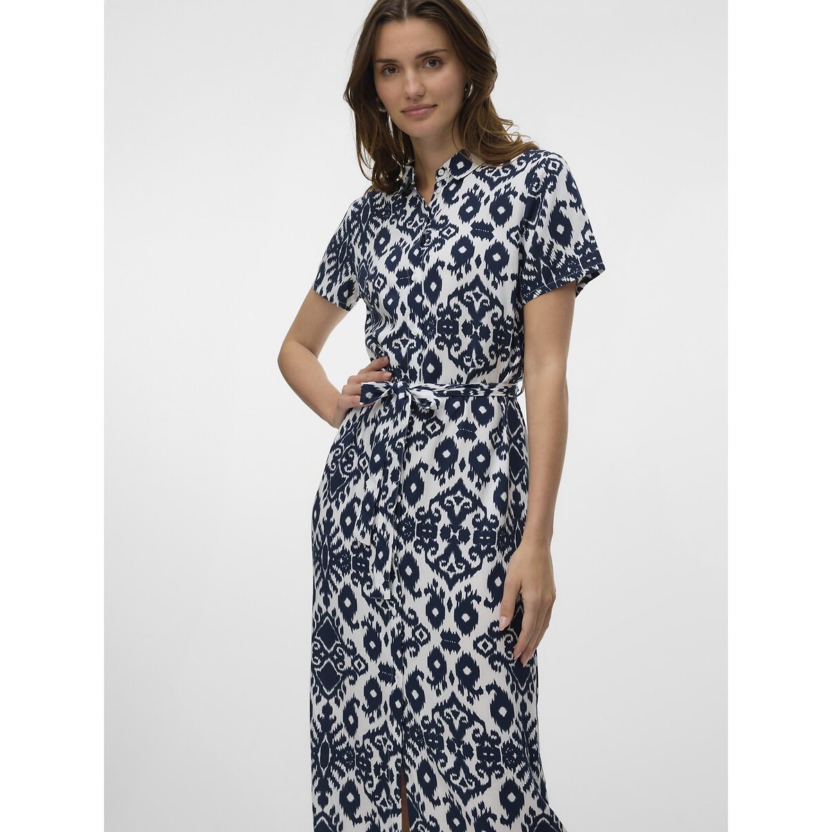 Abito lungo stampato, collo alto fantasia marine, VERO MODA