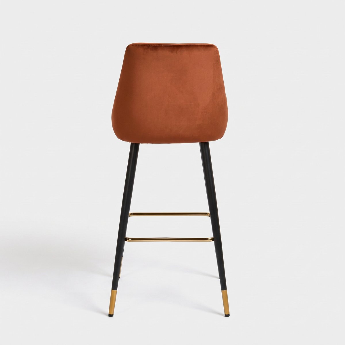 Lot de 2 chaises de bar 78 cm en velours, pieds en métal - ARISTOTE terracotta, MAISON PAVANE