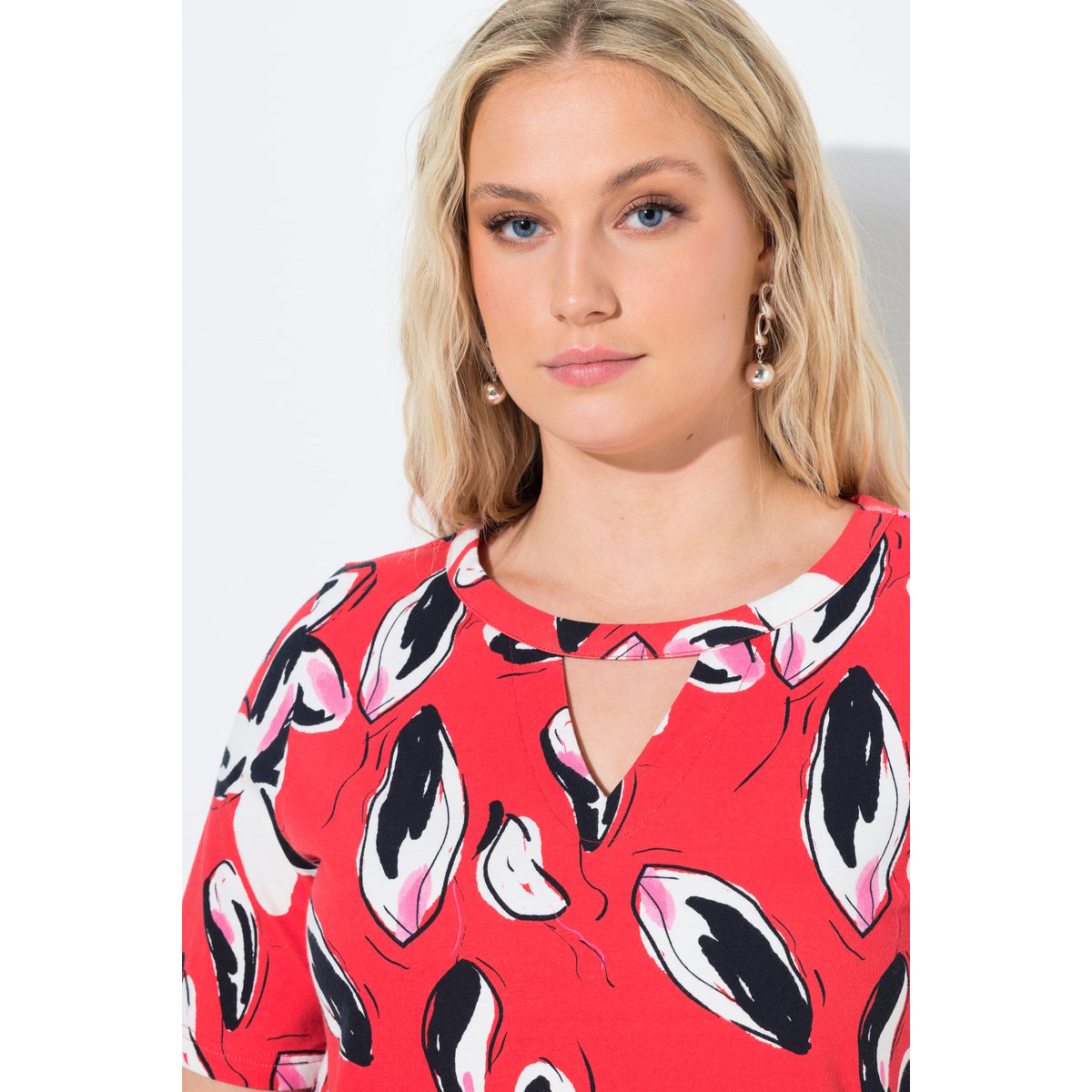 T-shirt à fleurs, coupe Classic Fit rouge poivron, ULLA POPKEN