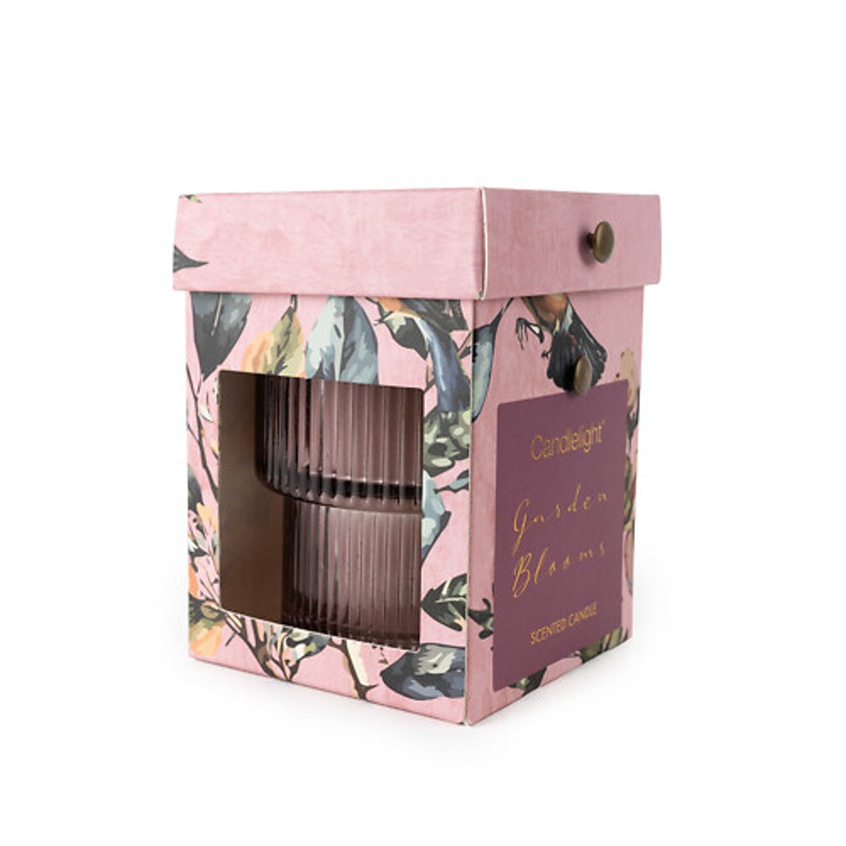 Small Garden Blooms Ridged Glass Candle blue, SO'HOME