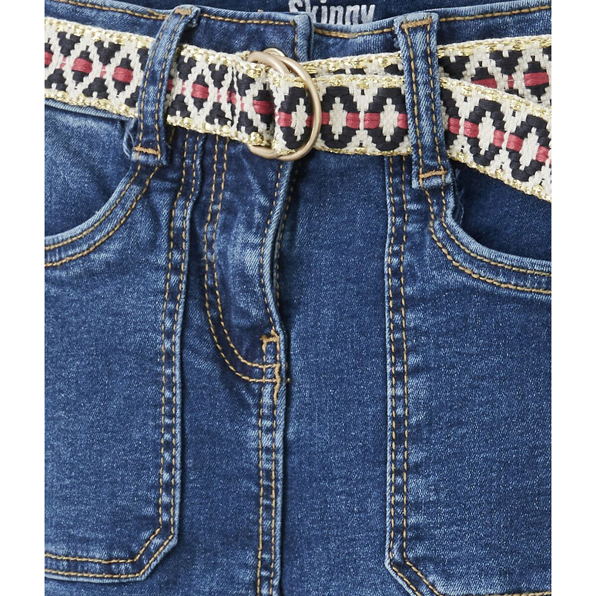 Jean skinny avce ceinture tréssée bleu jean, TAPE A L'OEIL