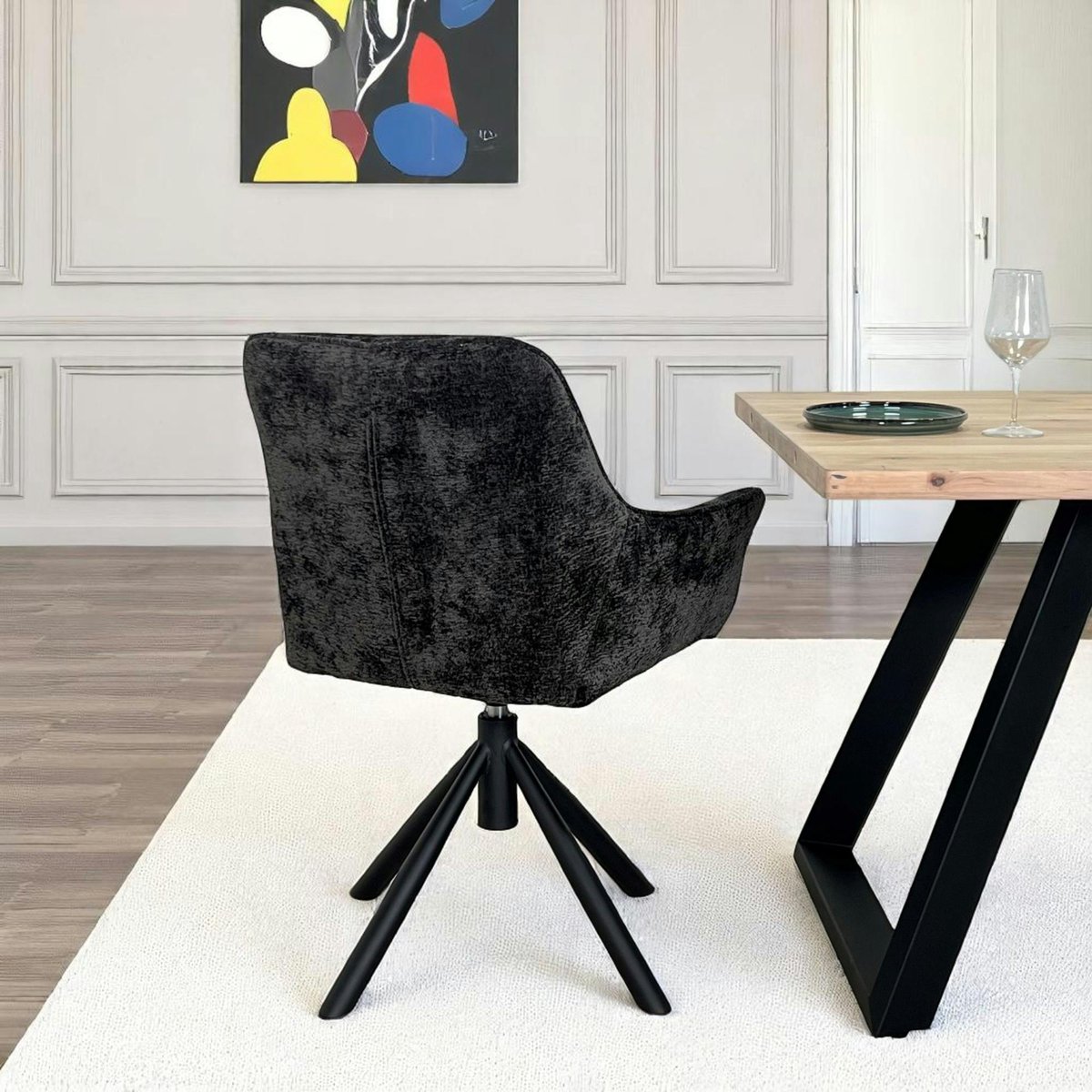 Fauteuil de table pivotant tissu noir (lot de 2) IENA noir, PIER IMPORT