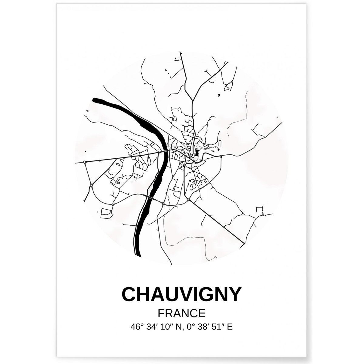 Affiche Carte Chauvigny blanc, L'AFFICHERIE