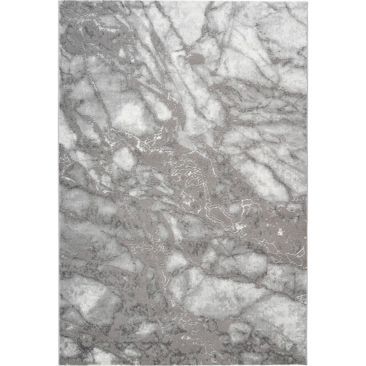 Tapis rectangulaire, Mineral argent clair effet marbre gris, ARTE ESPINA