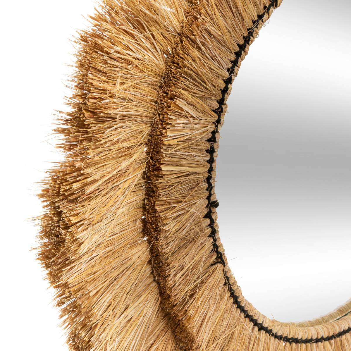 Miroir rond en raphia ALBA beige, ATMOSPHERA