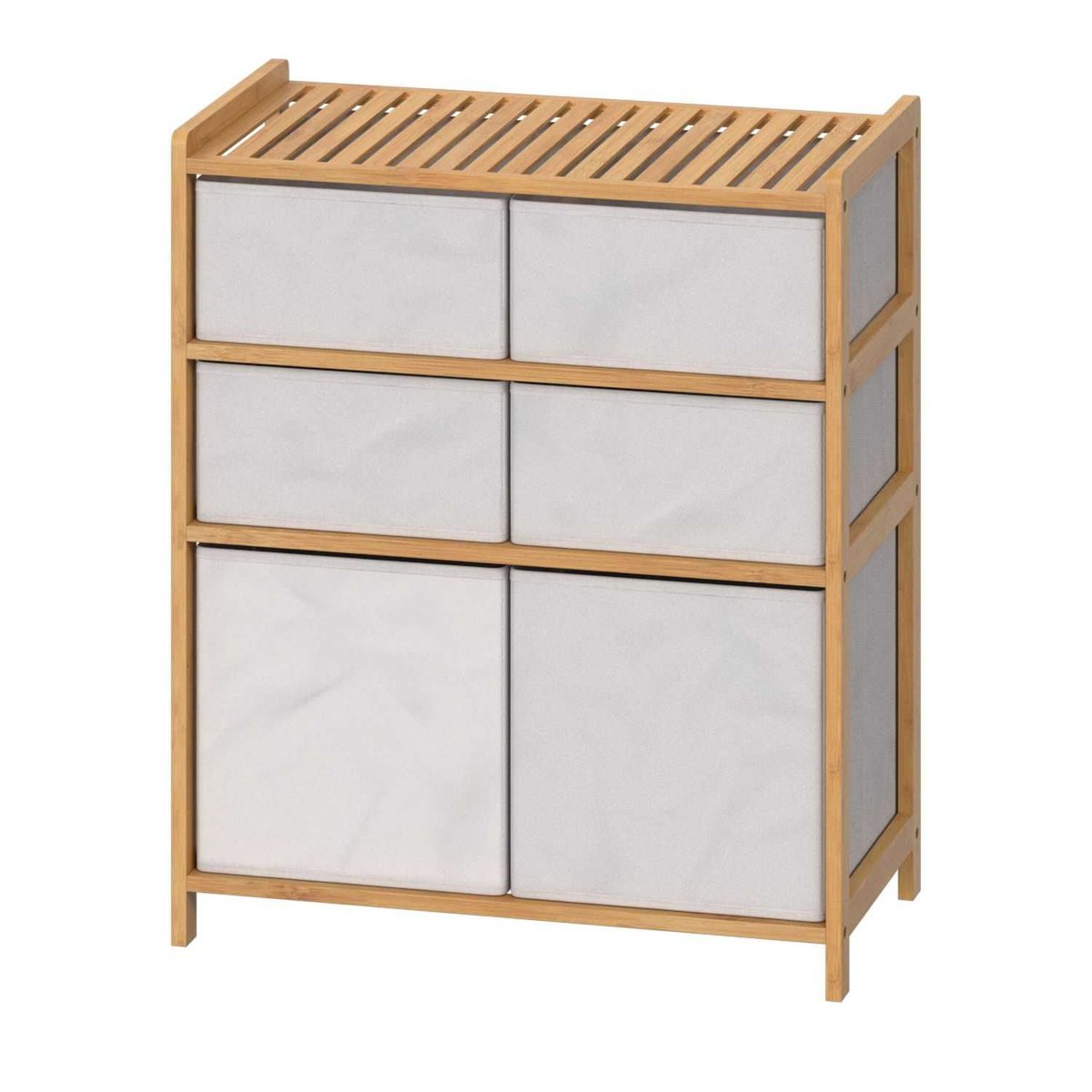 Meuble étagère double en bambou 6 paniers de rangement MIX'N MODUL marron, ATMOSPHERA