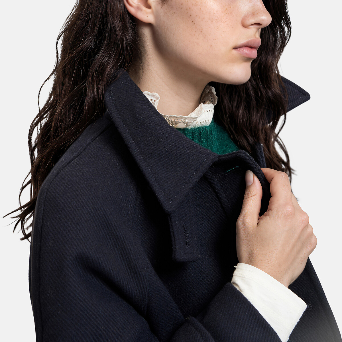 Manteau court et évasé bleu marine, LA REDOUTE COLLECTIONS