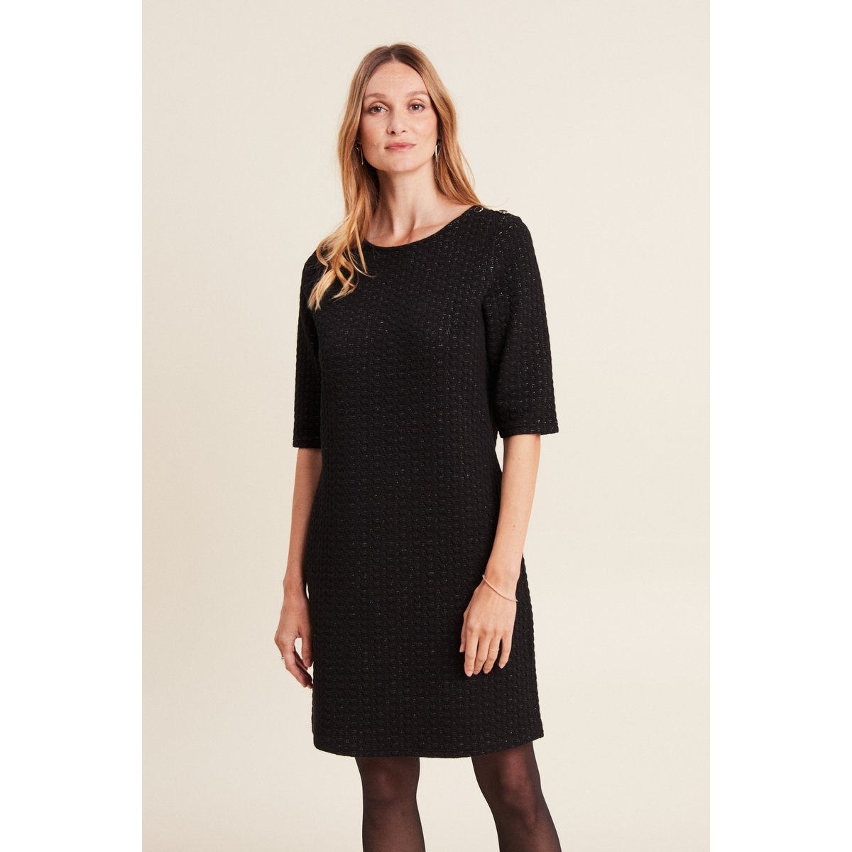 Robe droite manches 3/4 noir, BREAL