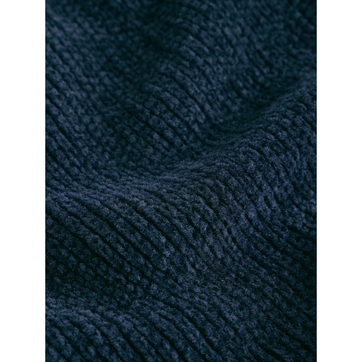 Polo côtelé en maille chenille bleu marine, NEXT