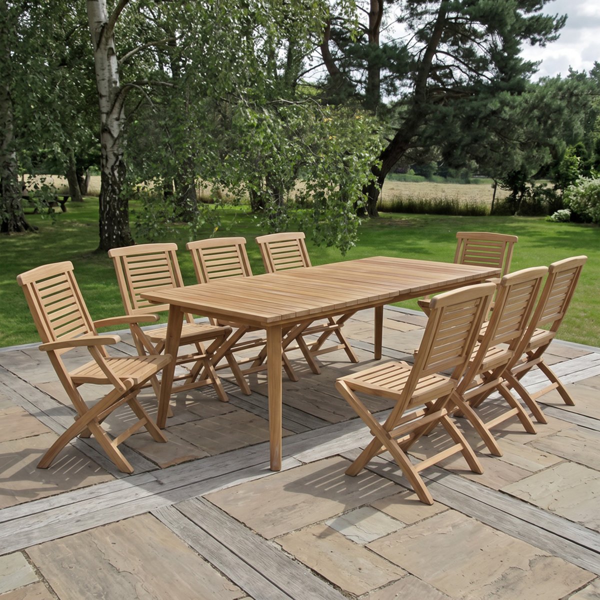 Salon de jardin en teck massif Eden, 10 places naturel, TECK ATTITUDE