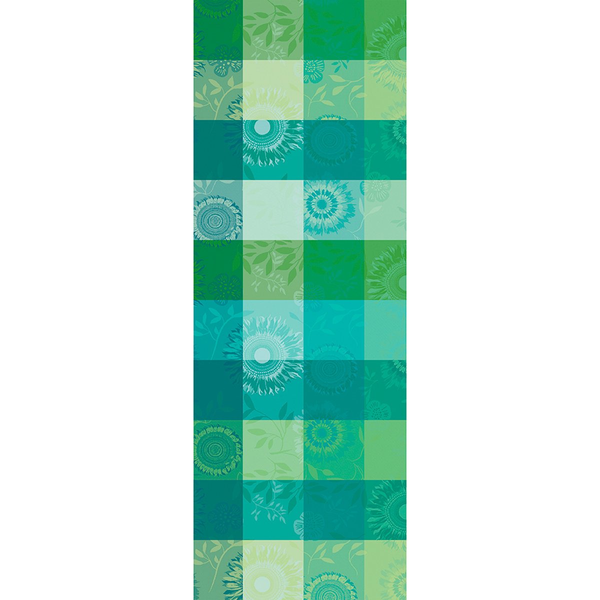 Chemin de table pur coton Mille tournesols chlorophylle, GARNIER THIEBAUT