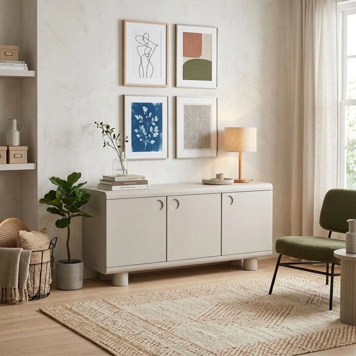 Buffet bas design 3 portes gris L160 - MAGDA gris, HELLIN, DEPUIS 1862